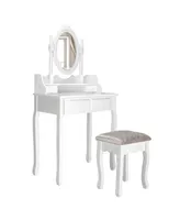 Vanity Wood Makeup Dressing Table Stool Jewelry Desk 4