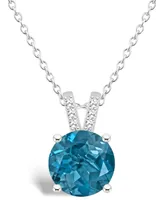Macy's Women's London Blue Topaz (-/ ct.t.w.) and Diamond Accent Pendant Necklace in Sterling Silver
