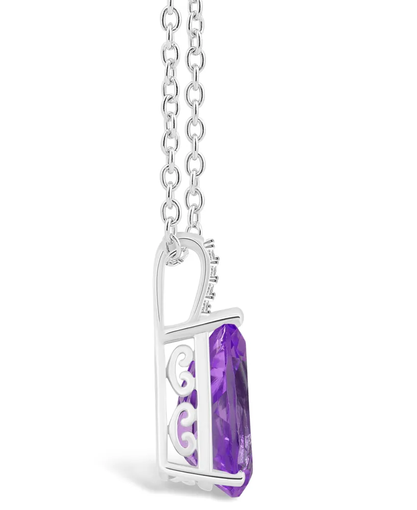 Macy's Women's Amethyst (2-3/4 ct.t.w.) and Diamond Accent Pendant Necklace in Sterling Silver