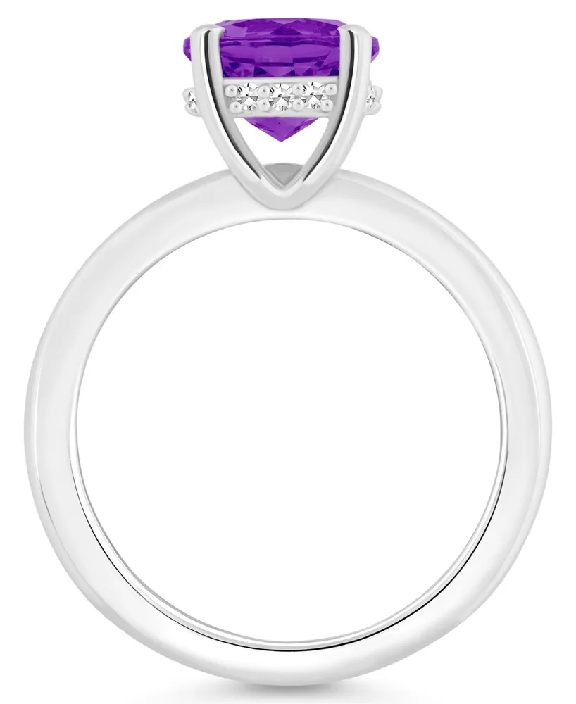 Macy's Women's Amethyst (1-3/4 ct.t.w.) and Diamond Accent Ring Sterling Silver