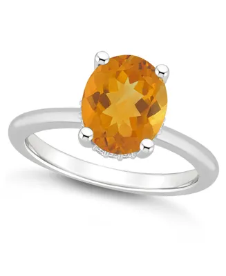 Macy's Women's Citrine (2-1/2 ct.t.w.) and Diamond Accent Ring Sterling Silver