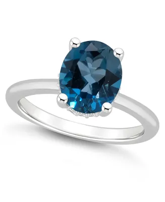 Macy's Women's London Blue Topaz (3-3/5 ct.t.w.) and Diamond Accent Ring Sterling Silver