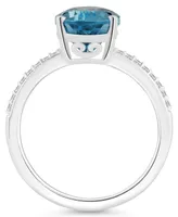 Macy's Women's London Blue Topaz (3-2/3 ct.t.w.) and Diamond (1/10 Ring Sterling Silver