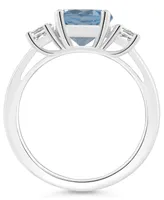 Macy's Women's Sky Blue Topaz (2-2/5 ct.t.w.) and White (2/3 3-Stone Ring Sterling Silver