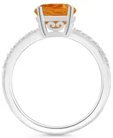 Macy's Women's Citrine (1-/ ct.t.w.) and Diamond (1/10 Ring Sterling Silver