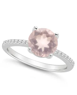 Macy's Women's Rose Quartz (1-/ ct.t.w.) and Diamond (1/10 Ring Sterling Silver