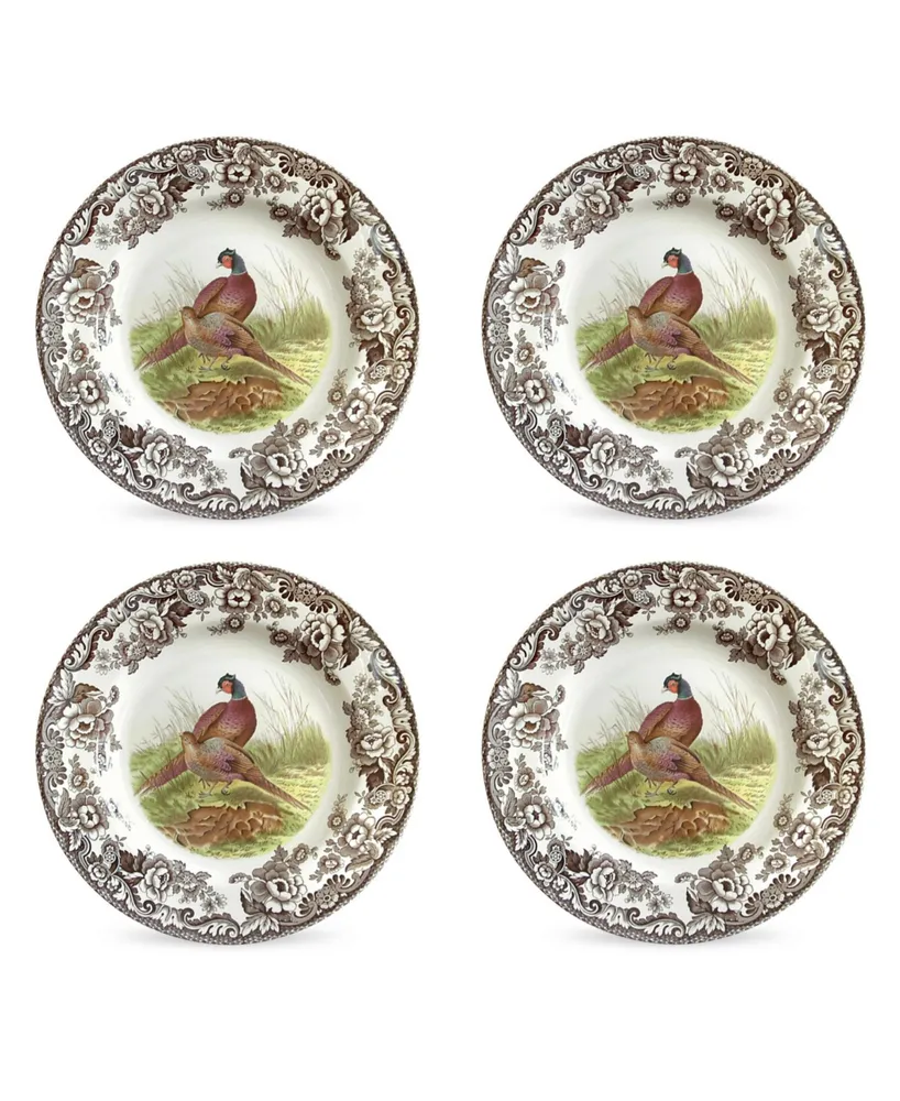 Spode Woodland Pheasant 4 Piece Dinner Plates, Service for 4