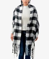 Marcus Adler Women's Cozy Plaid Blanket Scarf with Fringe