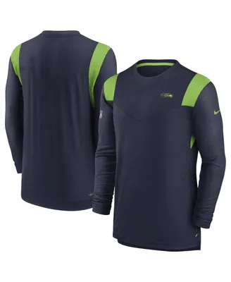Men's Nike College Navy Seattle Seahawks Sideline Tonal Logo Performance Player Long Sleeve T-shirt