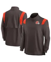 Men's Nike Cleveland Browns Sideline Coach Chevron Lockup Quarter-Zip Long Sleeve Top