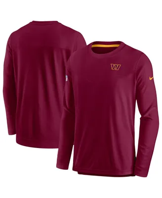 Men's Nike Burgundy Washington Commanders Sideline Lockup Performance Long Sleeve T-shirt
