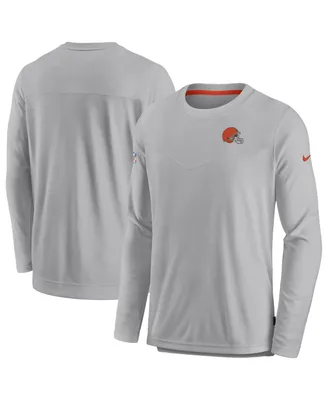 Men's Nike Gray Cleveland Browns Sideline Lockup Performance Long Sleeve T-shirt