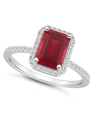Lab-Grown Ruby (2 ct. t.w.) and Sapphire (1/4 Halo Ring 10K White Gold