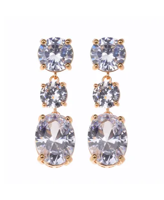 Nicole Miller 3- Crystal Stones with Gold-Tone Drop Earring - Gold