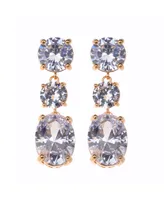 Nicole Miller 3- Crystal Stones with Gold-Tone Drop Earring - Gold