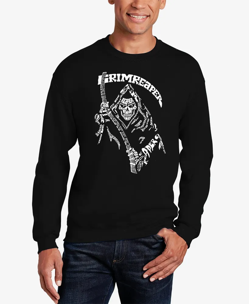 La Pop Art Men's Grim Reaper Word Crewneck Sweatshirt