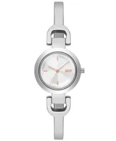 Dkny Women's City Link Silver-Tone Stainless Steel Bracelet Watch 26mm and Top Rings Set - Silver