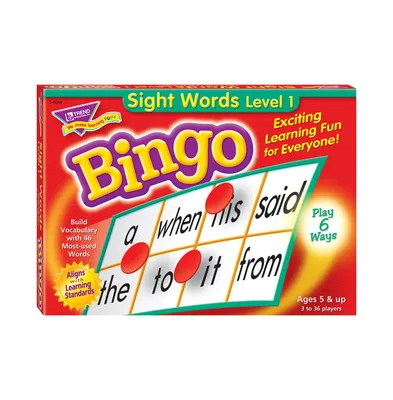 Sight Words Bingo Language Building Skill Game