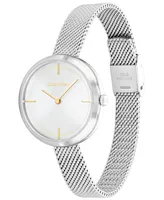 Calvin Klein Women's Silver-Tone Stainless Steel Mesh Bracelet Watch 30mm