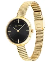 Calvin Klein Women's Gold-Tone Stainless Steel Mesh Bracelet Watch 30mm - Gold