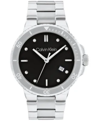 Calvin Klein Men's Silver-Tone Stainless Steel Bracelet Watch 44mm