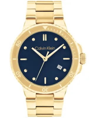 Calvin Klein Men's Gold-Tone Stainless Steel Bracelet Watch 44mm - Gold