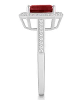 Macy's Garnet (1-9/10 ct. t.w.) and Diamond (1/5 Halo Ring Sterling Silver