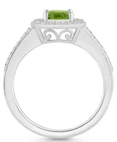 Macy's Peridot (1-1/3 ct. t.w.) and Diamond (1/5 Halo Ring Sterling Silver