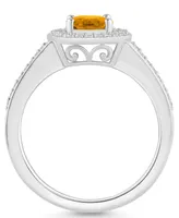 Macy's Citrine (1-1/5 ct. t.w.) and Diamond (1/5 Halo Ring Sterling Silver