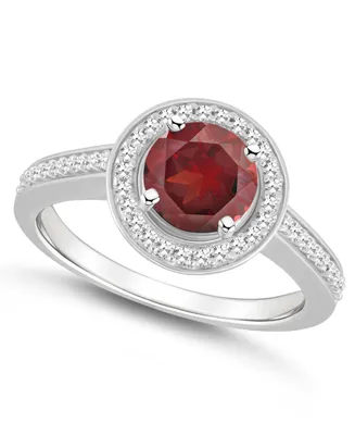 Macy's Garnet (1-2/3 ct. t.w.) and Diamond (1/5 Halo Ring Sterling Silver