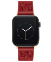 Anne Klein Women's Red Textured Silicone Band Compatible with 38/40/41mm Apple Watch - Red, Gold