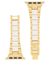 Anne Klein Women's Gold-Tone and White Tide Plastic Bracelet Compatible with 42/44/45/Ultra/Ultra 2 Apple Watch - White, Gold