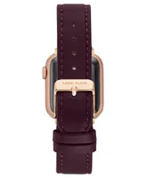 Anne Klein Women's Purple Genuine Leather Band Compatible with 42/44/45/Ultra/Ultra 2 Apple Watch - Purple, Gold