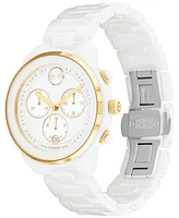 Movado Women's Bold Verso Swiss Quartz Chronograph White Ceramic Bracelet Watch 39mm