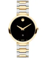 Movado Women's Museum Classic Swiss Automatic Silver-Tone Stainless Steel Yellow Pvd Bracelet Watch 32mm