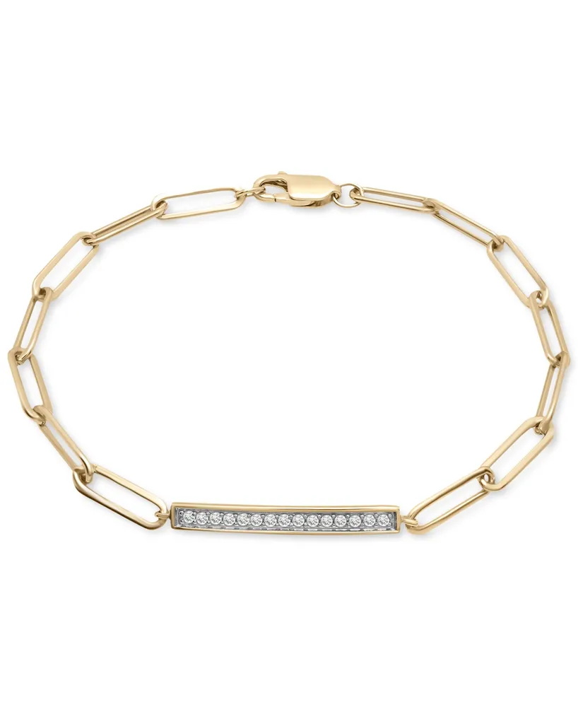 Diamond Bar Paperclip Link Bracelet (1/6 ct. t.w.) in 14k Gold-Plated Sterling Silver, Created for Macy's