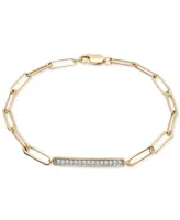 Diamond Bar Paperclip Link Bracelet (1/6 ct. t.w.) in 14k Gold-Plated Sterling Silver, Created for Macy's