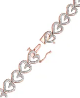 Macy's Diamond Heart Link Bracelet (1 ct. t.w.) in Sterling Silver