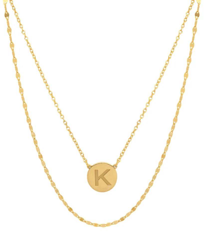 Initial Disc Layered Pendant Necklace 18k Gold-Plated Sterling Silver, Created for Macy's
