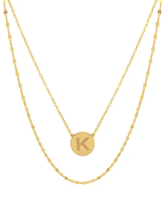 Initial Disc Layered Pendant Necklace 18k Gold-Plated Sterling Silver, Created for Macy's