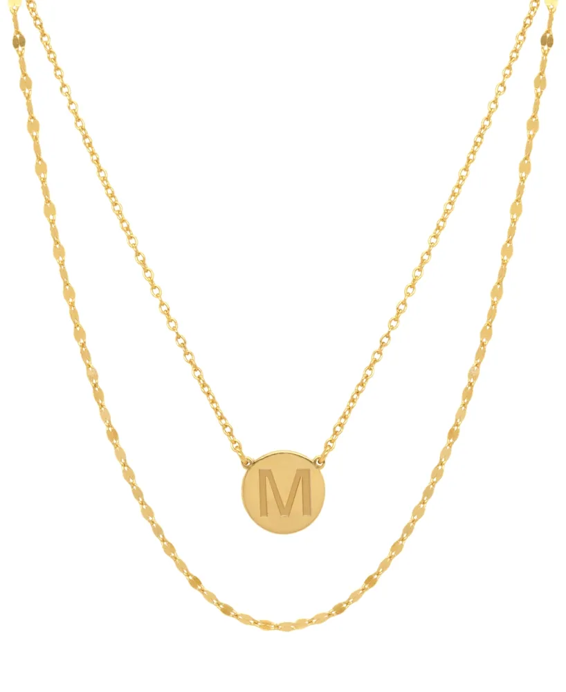 Initial Disc Layered Pendant Necklace 18k Gold-Plated Sterling Silver, Created for Macy's