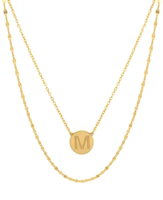 Initial Disc Layered Pendant Necklace 18k Gold-Plated Sterling Silver, Created for Macy's