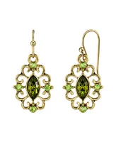 2028 Olivine Green Crystal Drop Earrings