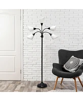 Simple Designs 5 Light Adjustable Gooseneck Floor Lamp with Shades