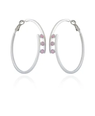 Vince Camuto Silver-Tone and Crystal 3 Stone Hoop Earring - Silver