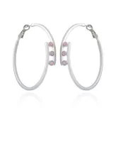 Vince Camuto Silver-Tone and Crystal 3 Stone Hoop Earring - Silver