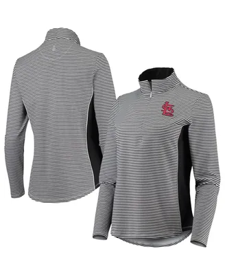 Women's Tommy Bahama Black St. Louis Cardinals Aubrey Stripe Block IslandZone Half-Zip Jacket