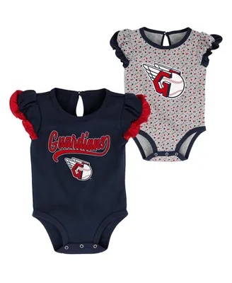 Girls Newborn Navy, Heathered Gray Cleveland Guardians Scream and Shout Two-Pack Bodysuit Set