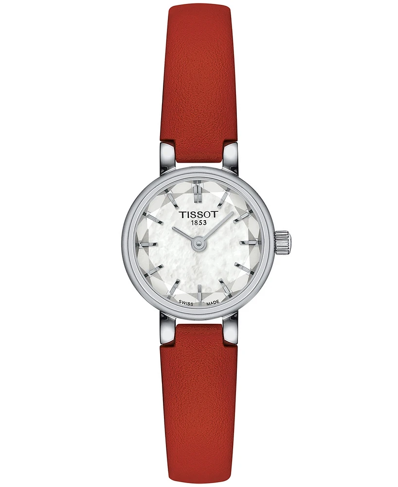 Tissot Women's Swiss Lovely Red Leather Strap Watch 20mm