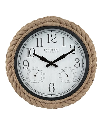 La Crosse Technology Clock 433-3836 14" Rowan Indoor, Outdoor Rope Analog Quartz Wall Clock